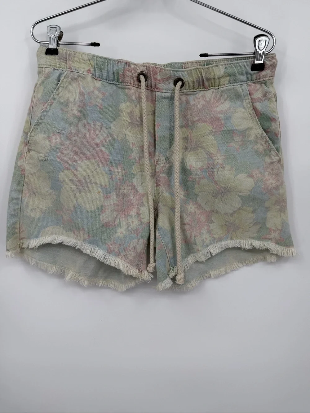 Aerie Pastel Tropical Floral Drawstring Boyfriend Shorts